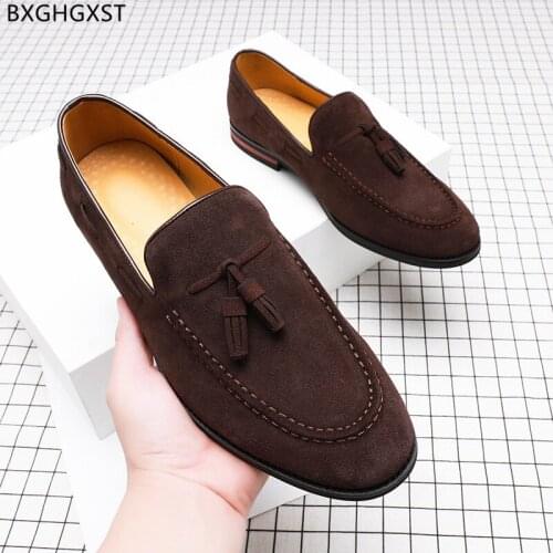 Brown Slip on Shoes Men Black Leather Shoes Men Classic Luxury Designer Mens Dress Shoes Loafers Tassel Zapatos De Hombre Sapato