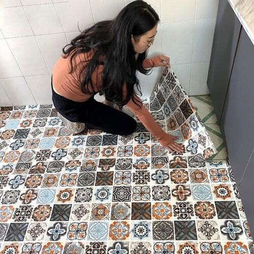 Thicken Bathroom Kitchen Non Slip Floor Tile Sticker Self Adhesive Wallpaper Waterproof Bedroom Living Room Vinyl Floor Stickers