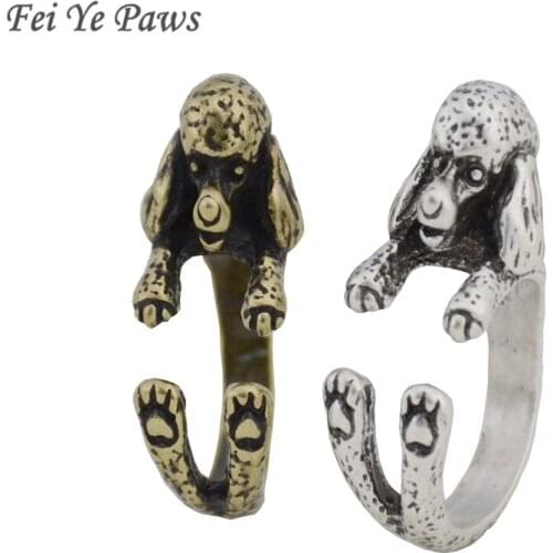 Retro Punk French Poodle Puppy Dog Wrap Rings For Women Anel Cute Retro Dog Animal Metal Ring Men Pet Friends lover Ring Party