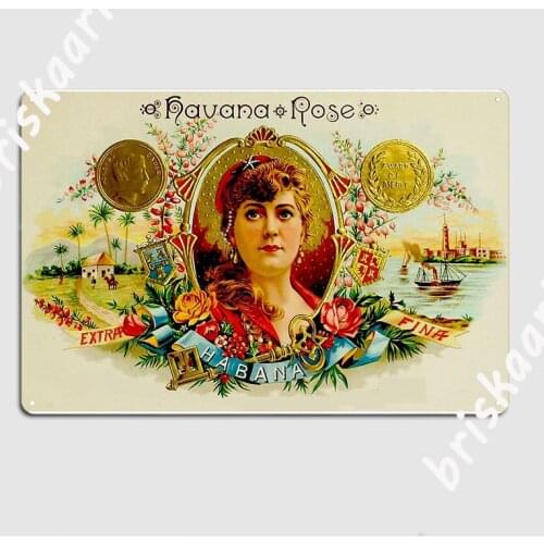 Havana Rose Vintage Cigar Advertising Print Metal Plaque Poster Wall Cave Classic Plaques pub Garage Tin sign Poster