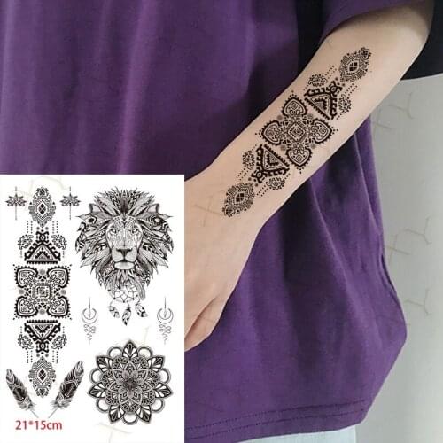 Waterproof Temporary Tattoo Sticker Pattern Feather Lion Flash Tattoos Dagger Butterfly Snake Body Art Arm Fake Tatto Women Men
