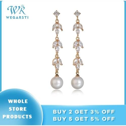 WEGARSTI Solid Silver 925 Prevent Allergy Freshwater Pearl Long Drop Earrings Eardrop For Women Engagement Elegant Party Jewelry