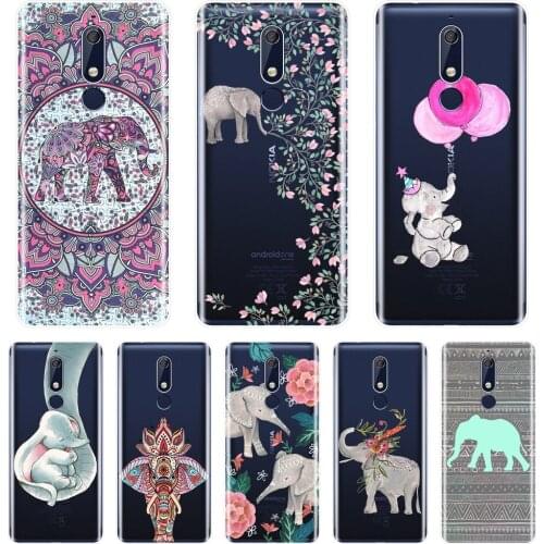 Back Cover For Nokia 7.1 6.1 5.1 3.1 2.1 Animal Elephant Flower Silicone Soft Phone Case For Nokia 2.1 3.1 5.1 6.1 7.1 Plus Case