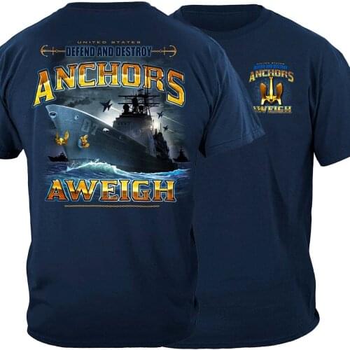 Defend and Destroy, Anchors Aweigh. US NAVY T-Shirt. Summer Cotton O-Neck Short Sleeve Mens T Shirt New S-3XL