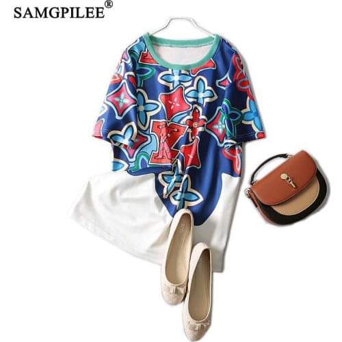 Summer T-shirts Oversized 2021 New Beaded Geometric Patterns Short-sleeved Elastic Matching Fashion Womens Blue Tshirts 4XL