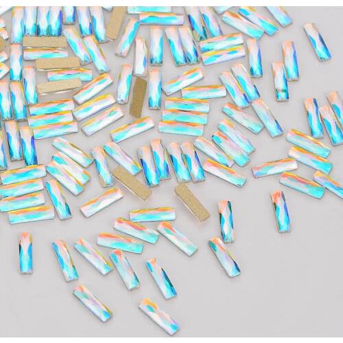 Rectangle Shape Crystal AB Flat Back Fancy Nail Rhinestones For Wedding Personality Design Beads