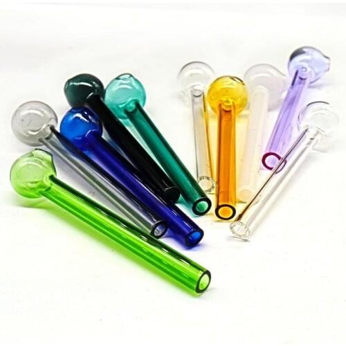 4Inch(10cm) Colorful Pyrex Glass Oil burner transparent Oil Burner Glass Tube Oil Burning Pipe glass pipes water pipes#386
