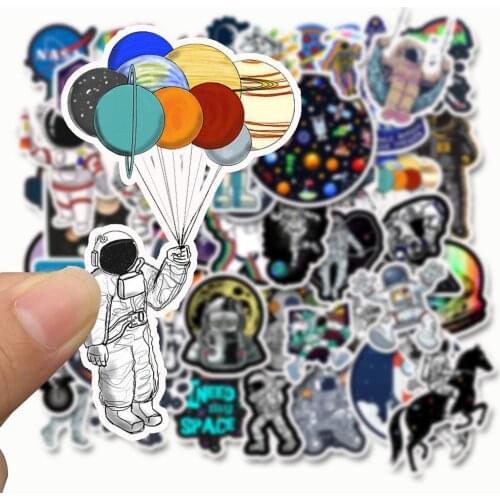 50pcs Space Fantasy Astronaut Pilot Stickers Kids Bedroom Decal iPad Guitar Laptop Skateboard Luggage Bicycle Motorcycle Sticker