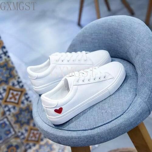 Women Canvas Shoes women casual flats heart lace-up fashion female spring/autumn shoes solid white Sneakers