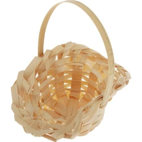Dolls House Mini Bamboo Woven Basket Simulation Model Fairy Garden Ornaments