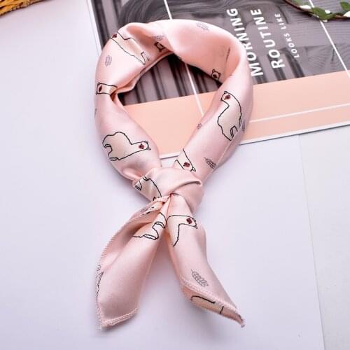 Square Scarf Tie Animal Print Sheep Satin Small/silk/Neck/Ring Scarf Winter Head Scarf For Women Neckerchief Fashion 2018