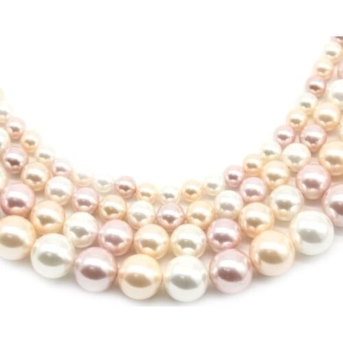 Natural Shell White Rose Gold Yellow Shell Pearls Beads Round Loose Spacer Beads for Jewelry Making DIY Earrings Bracelet 15