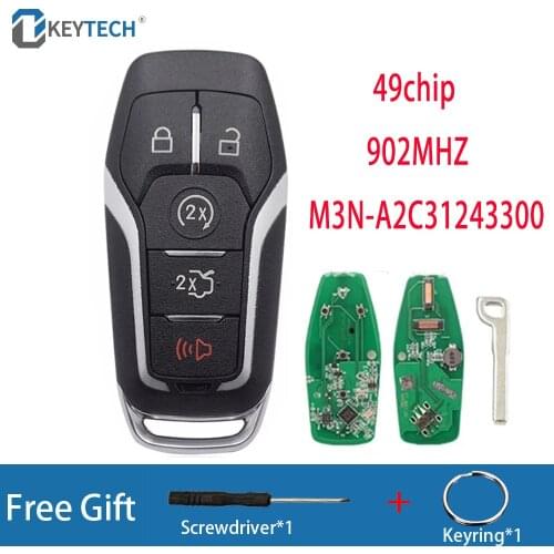 OkeyTech 5 Buttons 902MHZ Car Remote Key For Ford Fusion Explorer edge Mustang 2013-2017 49 Chip M3N-A2C31243300 Smart Key