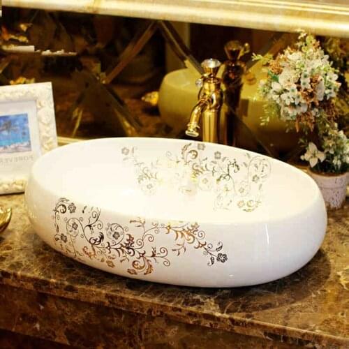 Oval Jingdezhen Bathroom ceramic sink wash basin Porcelain Counter Top Wash Basin Bathroom Sinks white porcelain sink bowl