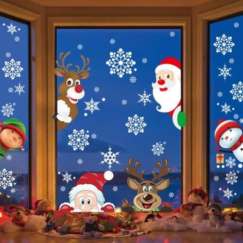 289pcsMerry Christmas Wall Stickers Window Glass Festival Wall Decals Santa Murals New Year Christmas Decorations for Home Decor