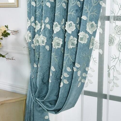 2021 New Luxury Chenille Curtains for Living Dining Room Bedroom Blackout Window Embossed Embroidered Curtains