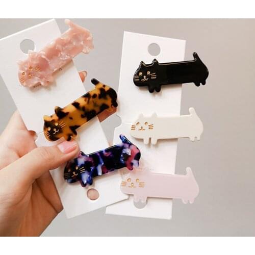 Romantic Cute Girls Hair Pin Fashion New Animal Barrettes Hairpins Classic Cat Acetate Hair Clips For Women Hair Accessories