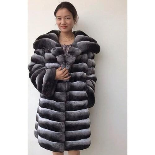 Fur Coat Women Rex Rabbit Fur Jacket Winter Long Warm Slim Overcoat With Fashion Big Turn Down Collar Plus Size Custom