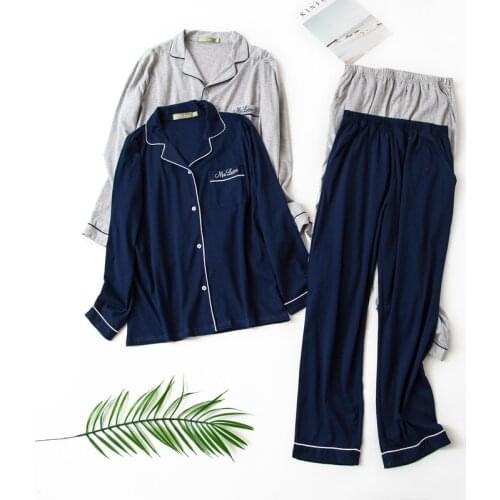 Winter Men Long Sleeve Pajama Set Solid Turn-down Collar Pajamas Cotton Sleepwear Plus Size Two Pieve Night Sets Casual Wear