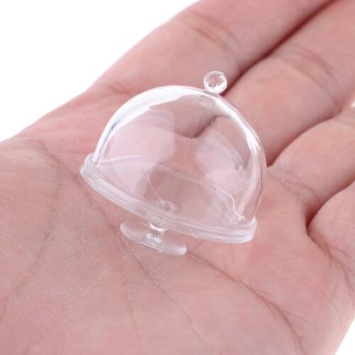 1:12 Mini Acrylic Cake Display Plate with Cover Creative Decoration for Wedding Birthday Party Serving Trays #2