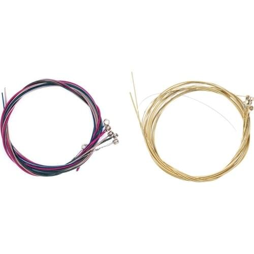 1 Set Rainbow Colorful Color String for Acoustic Guitar & 6 Pcs E, A, D, G, B, E nickel plated steel Guitar Strings Set