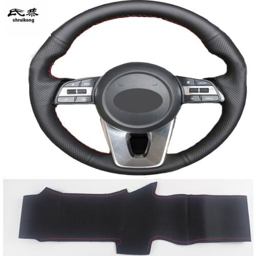 Sew-on Microfiber leather car steering wheel cover for Kia K5 Optima 2019 Cee'd Ceed 2019 K3 Forte Cerato (AU) 2018
