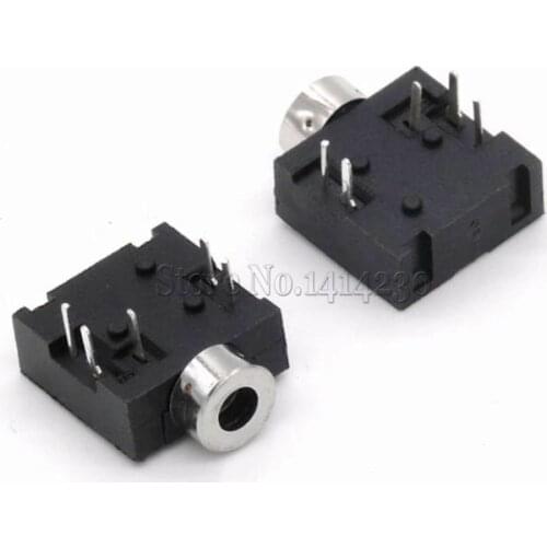 10Pcs Headphone Socket 2.5mm Audio Socket PJ-204 Brass Head 5 pins For Interphone