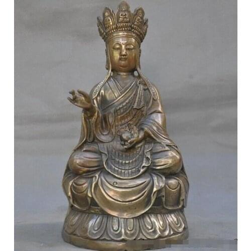 10" Tibetan Buddhism bronze Jizo Ksitigarbha Bodhisattva Tang Monk Buddha Statue