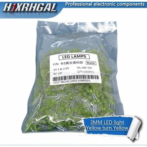 1000pcs Yellow clight-emitting diodes Yellow turn Yellow 3mm led new and original hjxrhgal