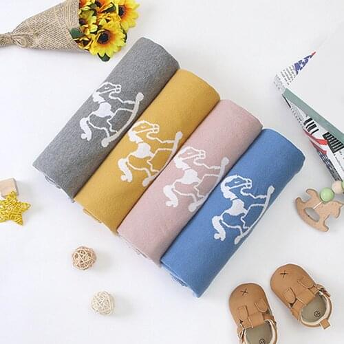 100x80cm Spring Fall Cartoon Horse Design Comfortable Practical Convenient Durable Sleeping Blanket Bedding Swaddle Wrap