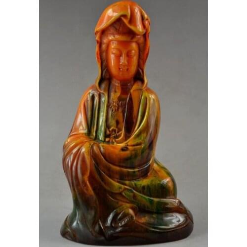 18.5 cm*/ Rare artificial amber resin drive evil female guanyin statue of the god of grace