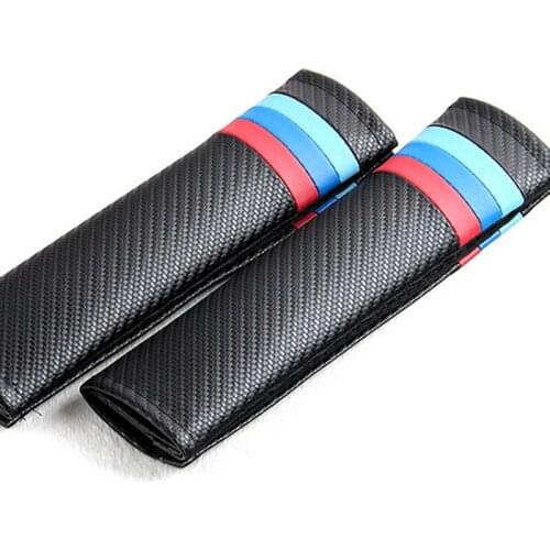2Pcs Universal Car Styling Safety Belt Cover Seat Shoulder Pad Carbon Fiber Fit for BMW M/// X1X2X3X4X5X6X7