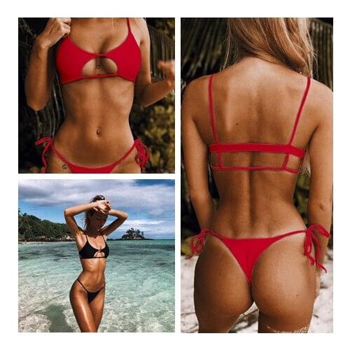 2021 Summer Hot Style Swimsuit Beach Sexy Bikini Solid Color High Waist Womens Swimsuit Wading Sportswear
