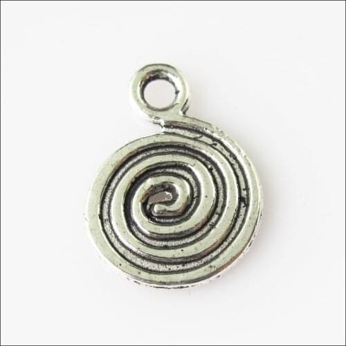 35Pcs Antiqued Silver Color spiral Screw Winding Charms Pendants 13x18mm