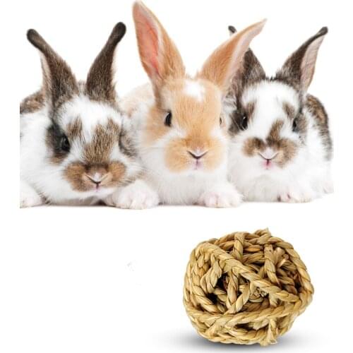 4pcs Hamster Rabbit Bird Parrot Natural Grass Chewing Bite Ball Pet Molar Teeth Clean Grinding Play Hand Knitted Balls