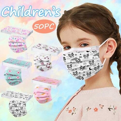 50pc Cartoon Disposable Masks For Kids Cartoon Floral Printed Protection Face Mouth Masks Cover Mascsrillas Party Decoration