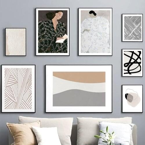 Abstract Graphic Line Girl Curve Geometry Wall Art Canvas Painting Nordic Posters And Prints Wall Pictures For Living Room Decor