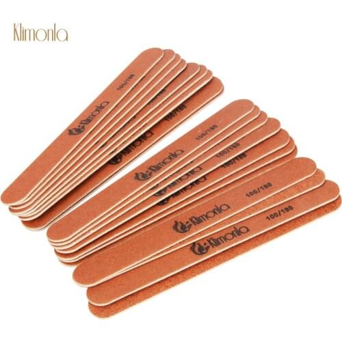 200pcs/set klimonla Wooden Grit 100/180 Double Sided Nail File Buffer Sanding Fingernails Toes Polishing Manicure Art Tools