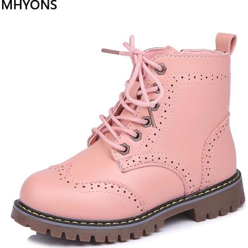 MHYONS 2020 Children Martin Boots Girls Shoes Children Warm Boots Fashion Non-slip Girl Princess Boot Autumn Winter Kid Sneakers