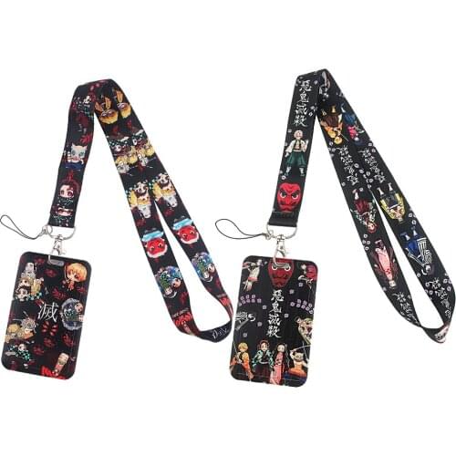 ER630 Anime Demon Slayer Creative Lanyard Card Holder Student Hanging Neck Phone Lanyard Badge Subway Access Card Holder