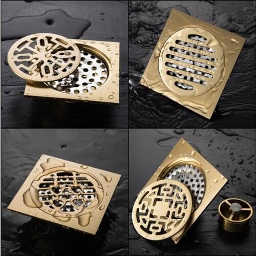 Euro Floor Drains Antique Brass Shower Floor Drain Bathroom Deodorant Euro Square Floor Drain Strainer Cover Grate Waste