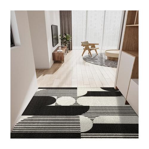 Hot Sale Black And White Minimalism PVC Doormat Dust Removal Waterproof Non-slip Silk Loop Mat Carpet Entrance Mat Free Shipping