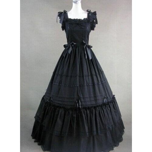 GT026) Black Sleeveless Gothic VictorianLolita Dress Ball Gown Fancy Prom Dress Halloween Party Masquerade Costume