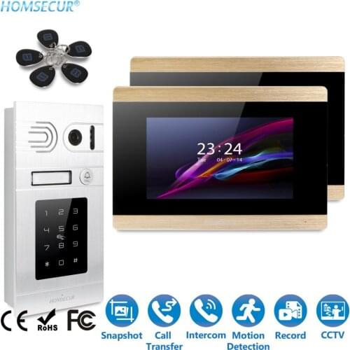 HOMSECUR 7" Video Door Intercom Phone System Touch Screen Monitor Password Keyfob Unlock Flush Mount Camera BC071-S+BM715-G