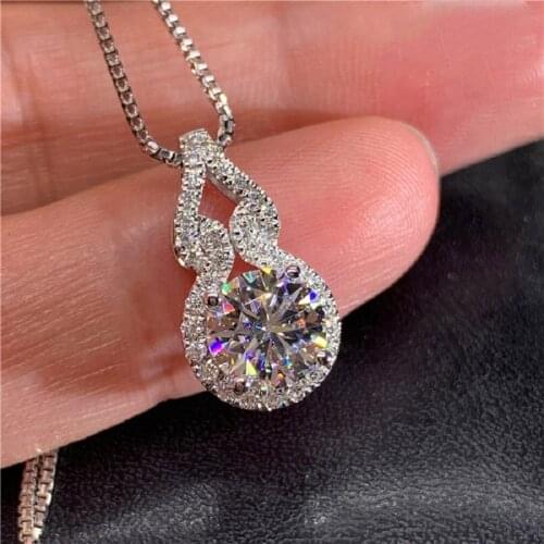 QTT Cute Gourd Pendant Necklace 925 Sterling Silver Chains Choker Necklace Dazzling Round White Zircon Stone Ladies Neck Jewelry