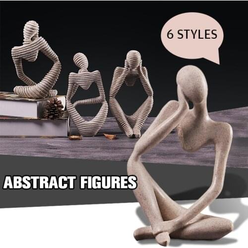 Creative Thinker Figure Ornaments Abstract People Resin Statue Home Office Table Decor Crafts Accessories