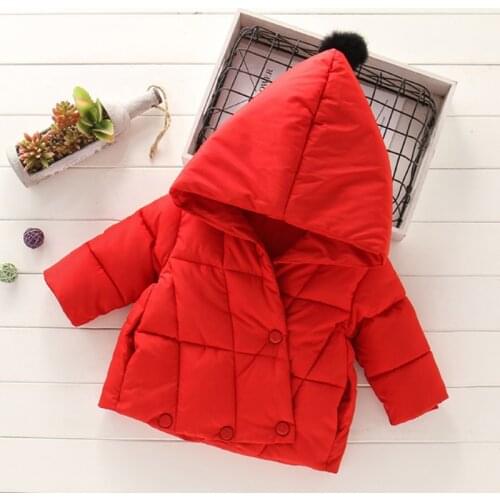 2020 Fashion Childrens Jacket Hoodies Windbreaker For Girls Thick Down Cotton Winter Coat Soild Jacket For A Boy Suit 2-5 Years