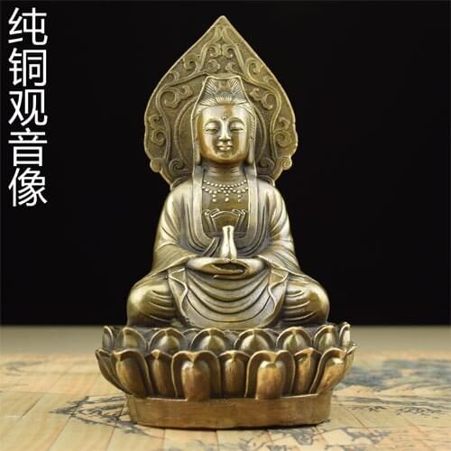 Avalokiteshvara brass trumpet of the old Avalokiteshvara sitting home ornaments dedicated to rein in copper backlightroom Art