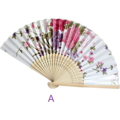 Summer Vintage Bamboo Folding Hand Held Flower Fan Chinese Dance Party Pocket Gifts Wedding Colorful Dropshipping #3G