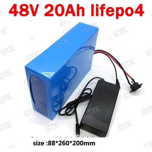 51.2v 20ah lifepo4 lithium battery 48v 20ah lifepo4 cell BMS 16s 51.2v for 2000w electro scooter ebike Bicycle + 3A charger